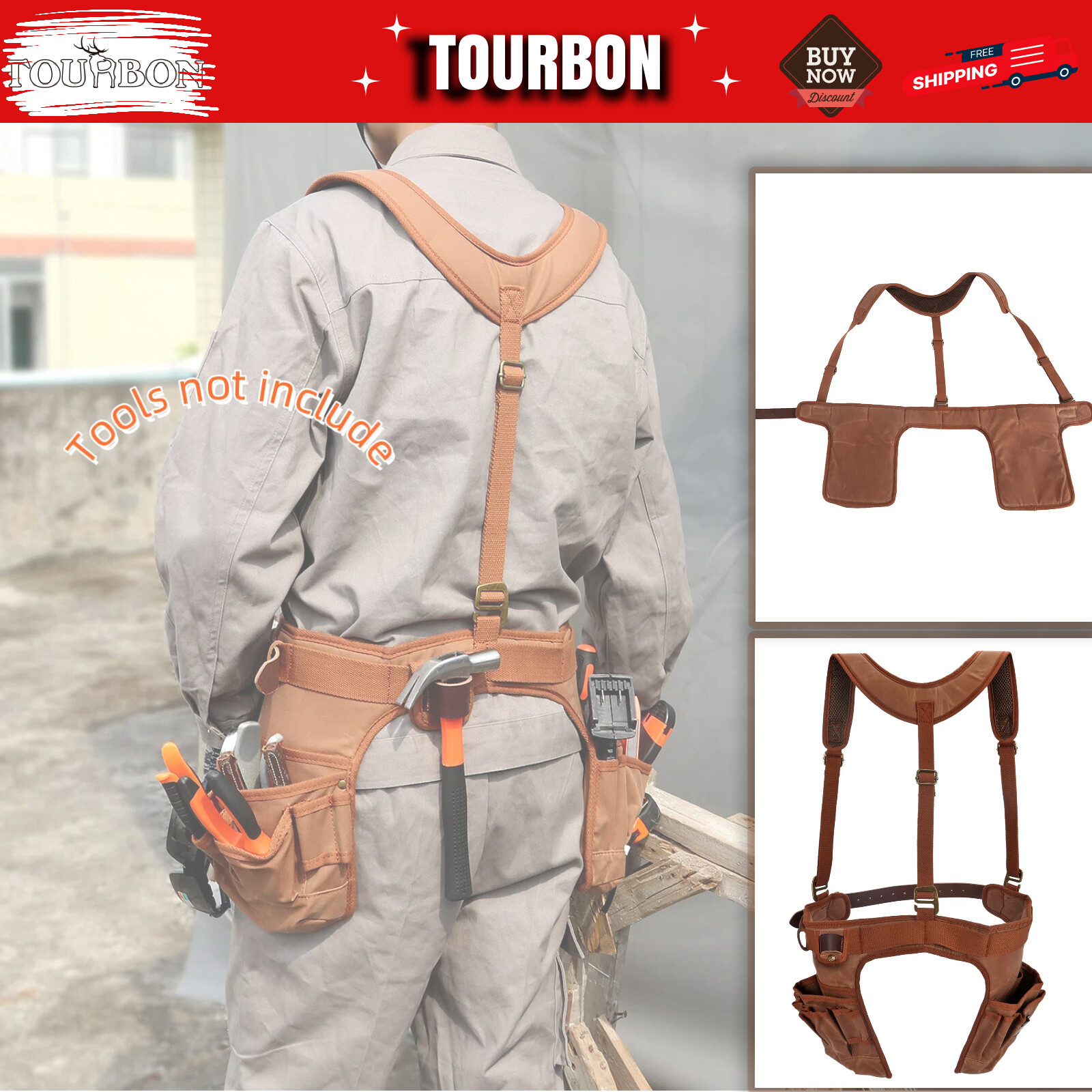 Canvas Framer Tool Rig Belt Bag Carpenter Harness Pack Drills Pouch in Small