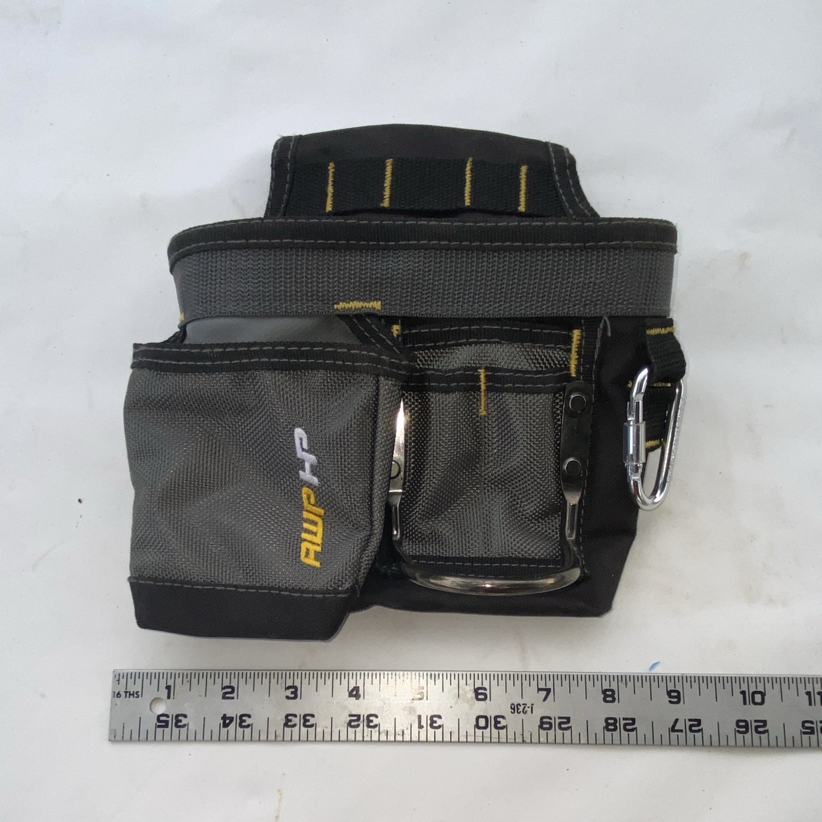 AWP HP Gray/Black/Yellow Tool Pouch Medium w/ Metal Clip, Carabiner