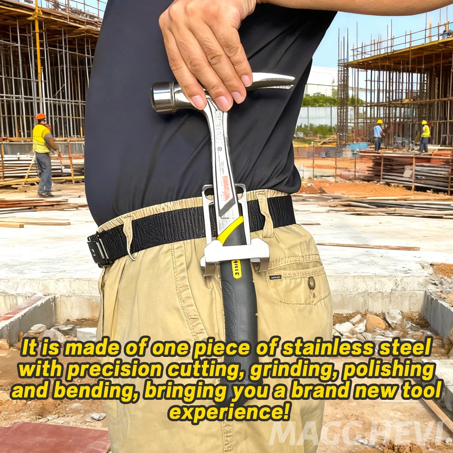 [] Hammer Holder for Belt, Stainless Steel Hammer Loop Fit up to 2″ Tool Belt…