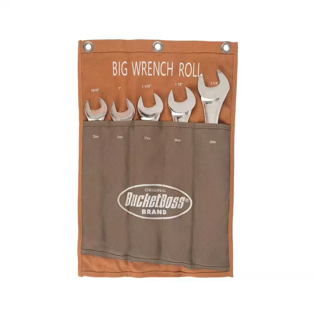 14 In. Big Wrench Tool Roll with 5 Tool Bag Storage Pockets