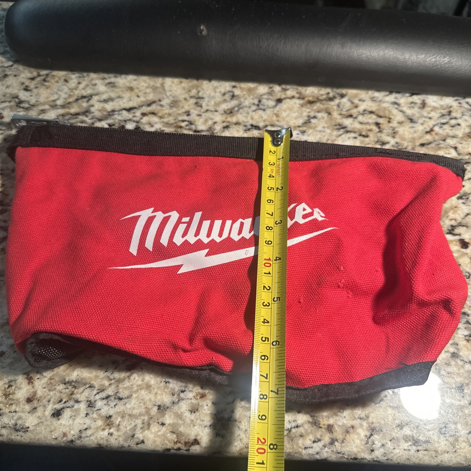 Milwaukee Red/Black Fabric Tool Pouch Bag with Zipper Closure 12” X 7”