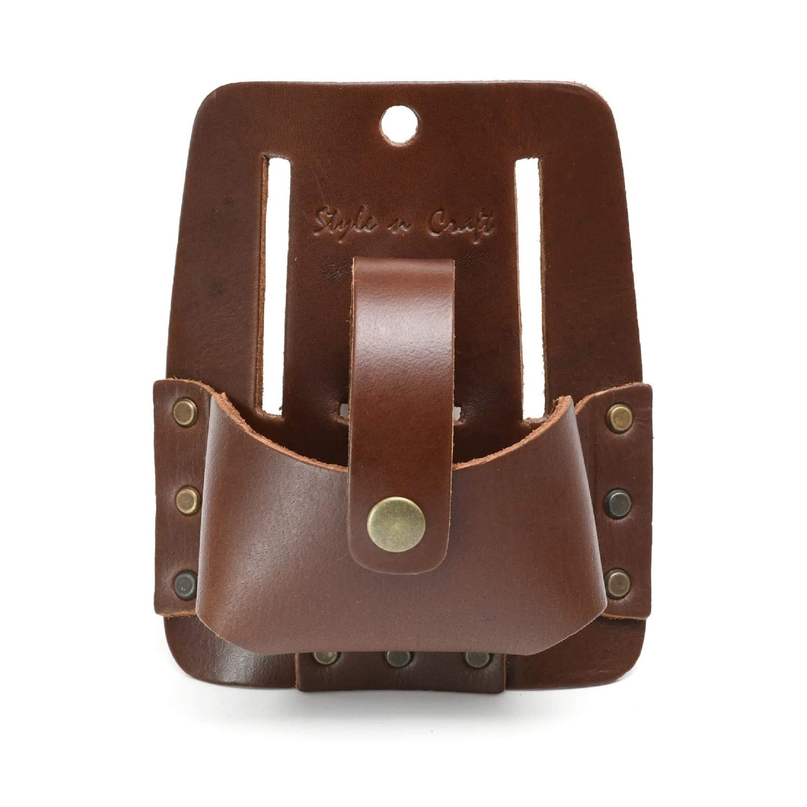 Extra Large Tape Holder, Full-Grain Leather Tool Pouch, Dark Tan (#98014)
