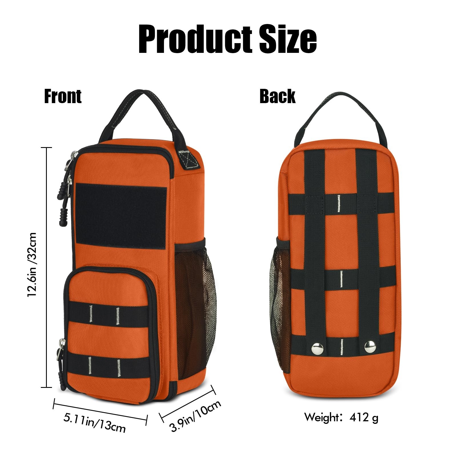 12.6 Inch Orange Small Tool Bag Pouch Men Multiple Pockets Waterproof Heavy