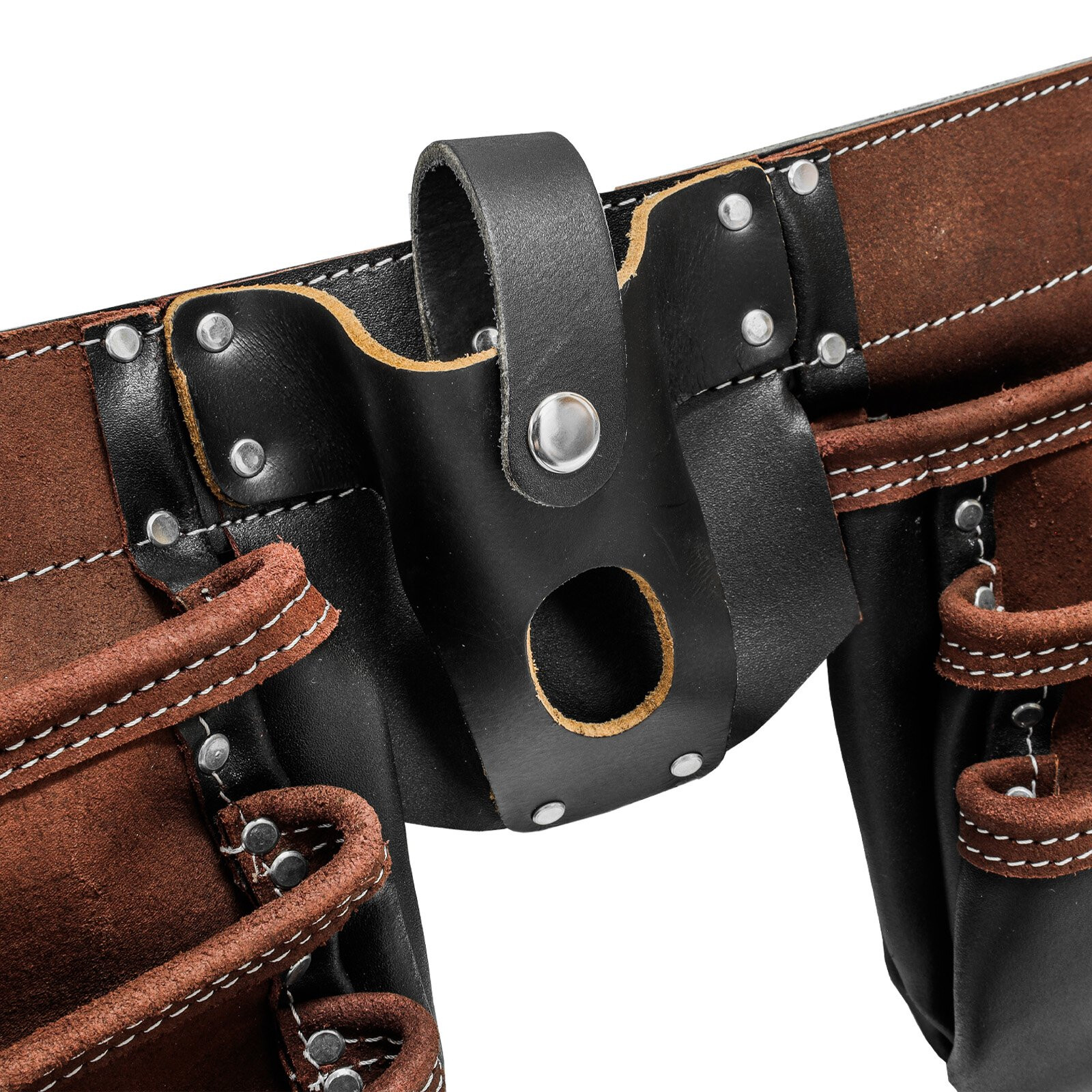 ToolTreaux 13 Pocket Oil Tanned Leather Tool Belt with 2 Hammer Loops, Brown