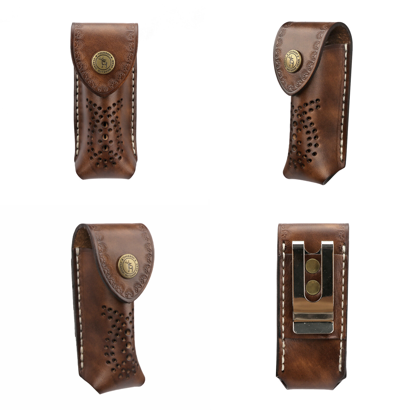 TOURBON Leather 3.5″ Pocket Knife Sheath Folding Knives Case Belt Carry Pouch