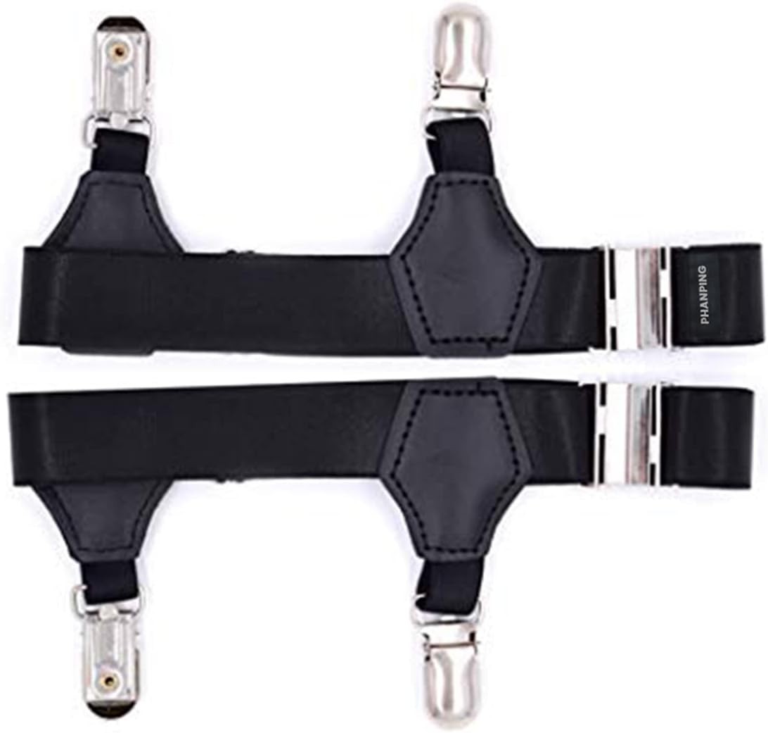 Mens Sock Garters Belt Adjustable 2-pack Sturdy Clip One pair, Black Pair