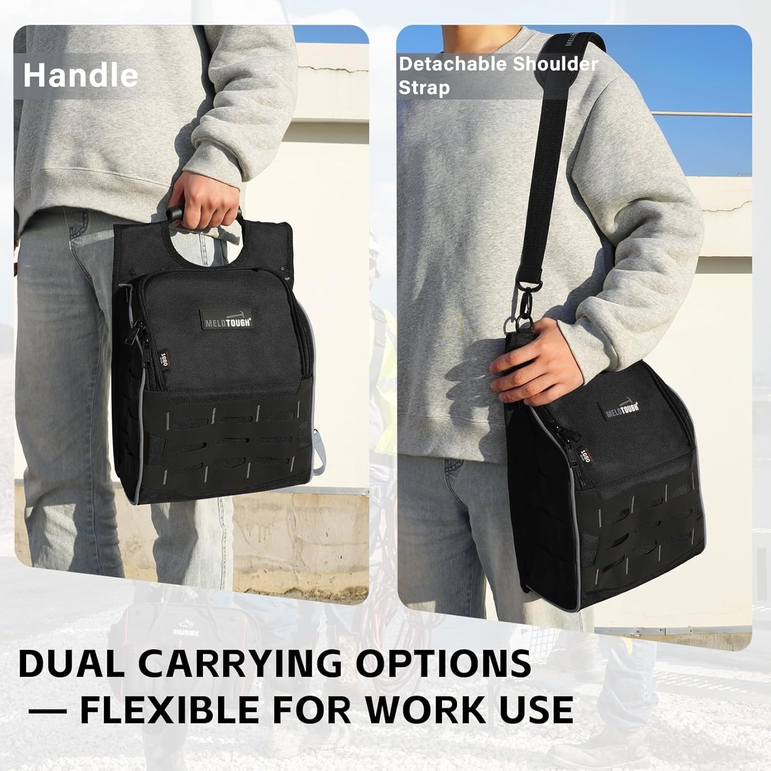 Versatile Tool Pouch for Electricians with Detachable Strap and 3 Compartments