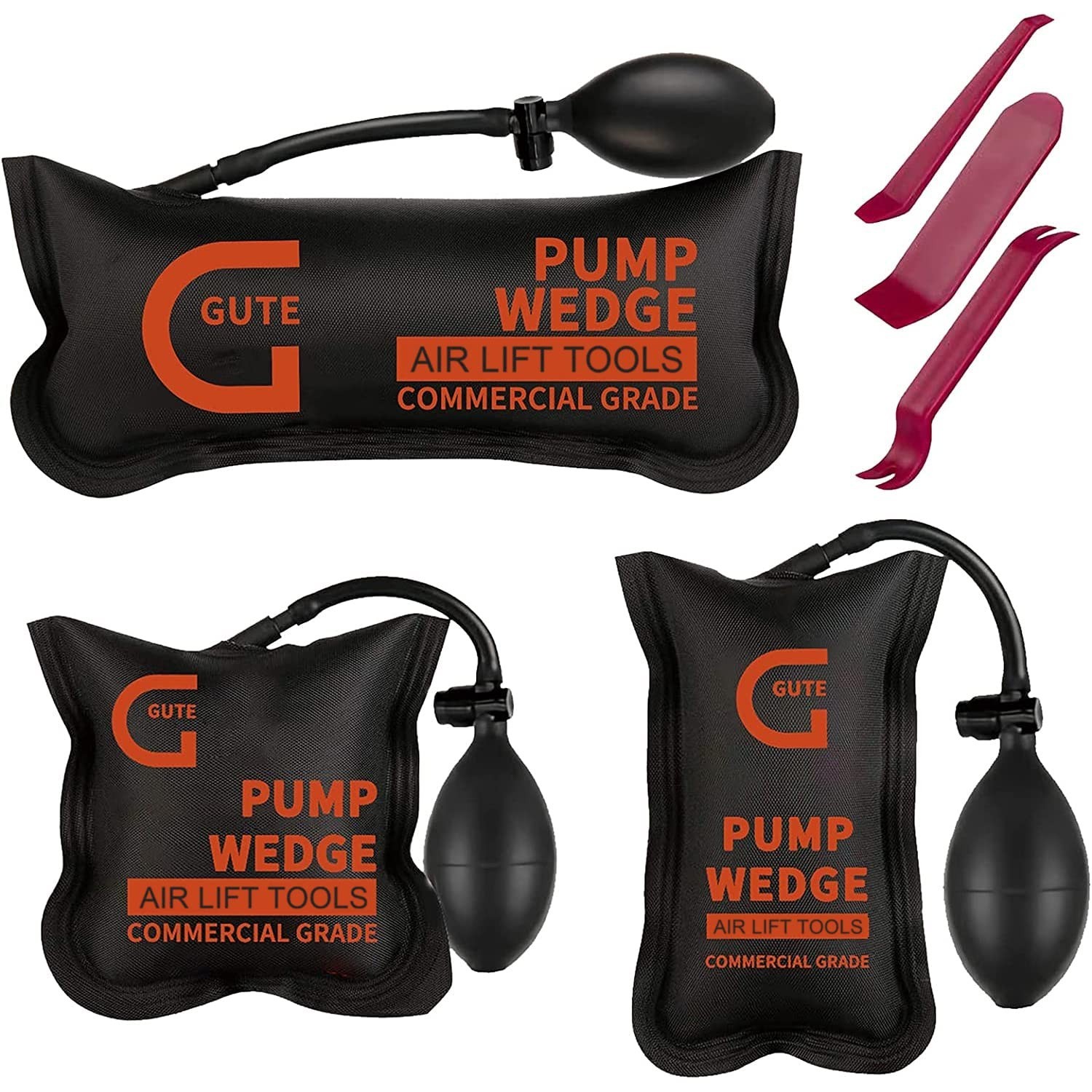 Inflatable Air Wedge Bags Pump Tool – 3 Pack Leveling Kit, 300 LB Capacity, Mult