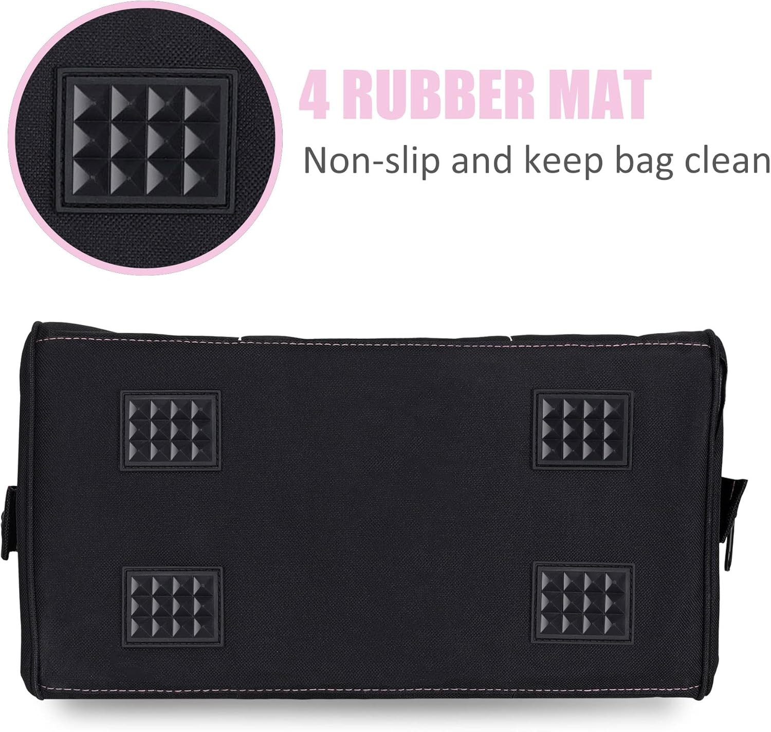 12-Inch Pink Tool Bag,Zip-Top Wide Mouth Open Storage, 600D Polyester Fabric Mat