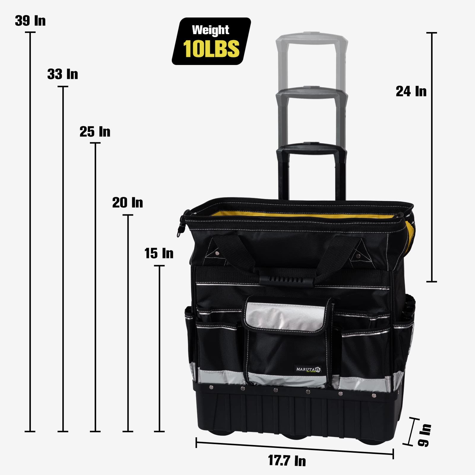 MARUTAI 18» Rolling Tool Bag, Waterproof Tool Bag with Wheels, Portable Stor…