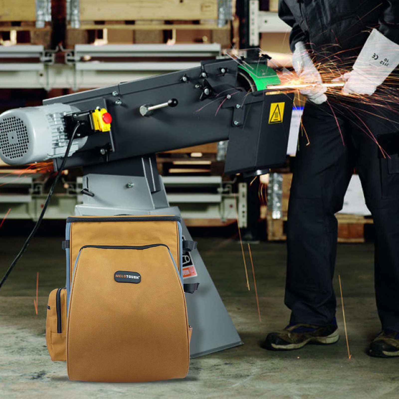 MELOTOUGH Welding Backpack for Tools and 8 x 13.98 x 18.9 inches, Khaki