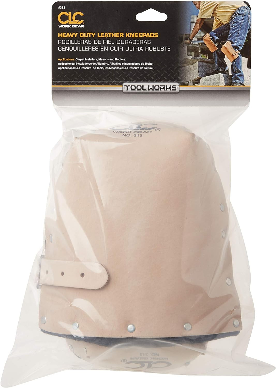 CLC 313 Heavy Duty Leather Kneepads, Double Thick Lining, Tan