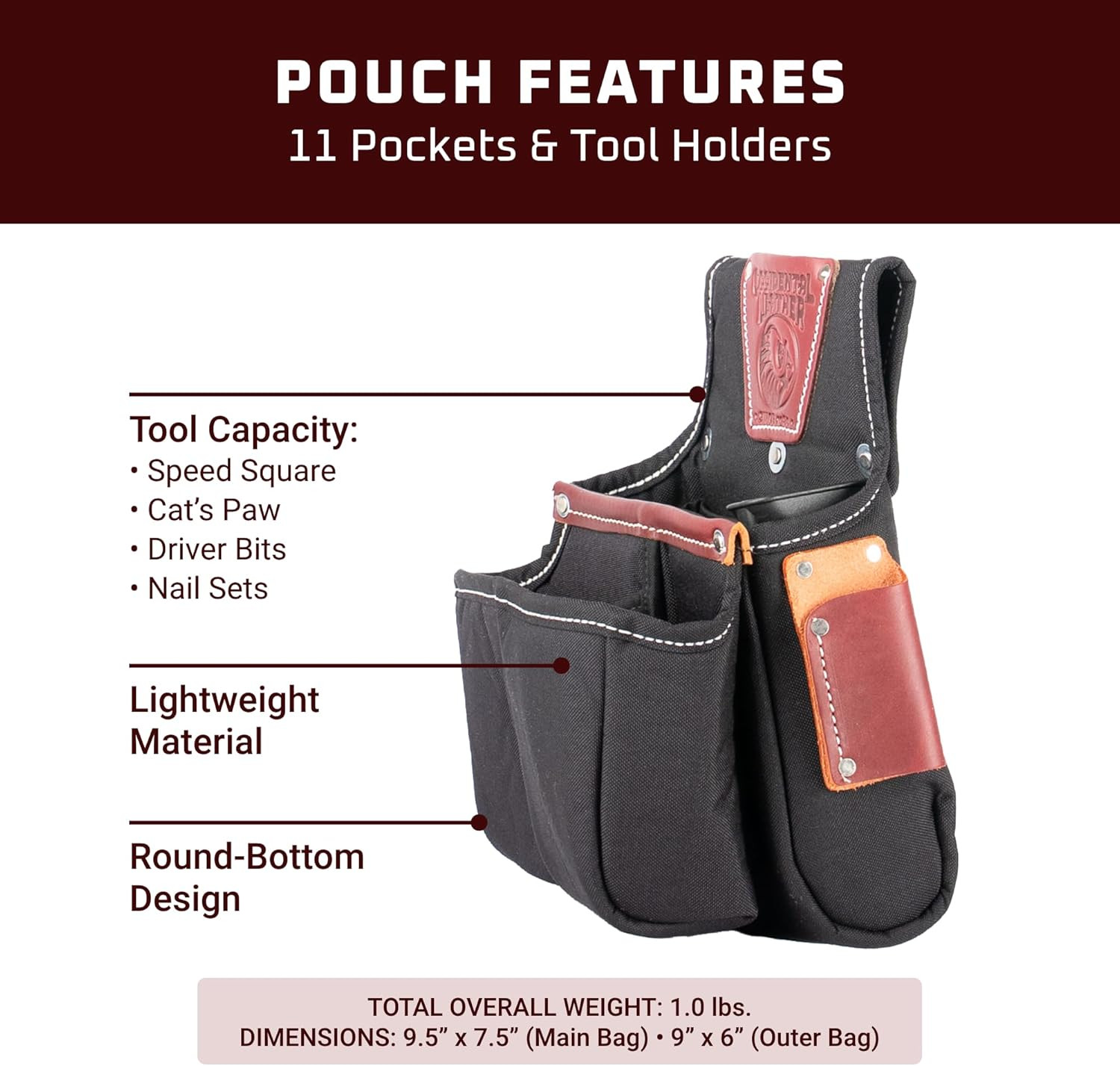 Oxyfinisher Fastener Bag – Right Hand – 11 Pockets & Tool Holders – Made in USA
