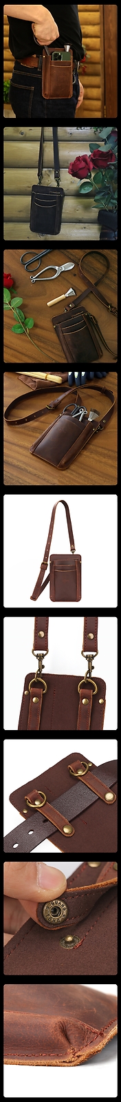 TOURBON Garden Tools Organizer Belt Pouch Women Leather Shoulder Bag for Gift