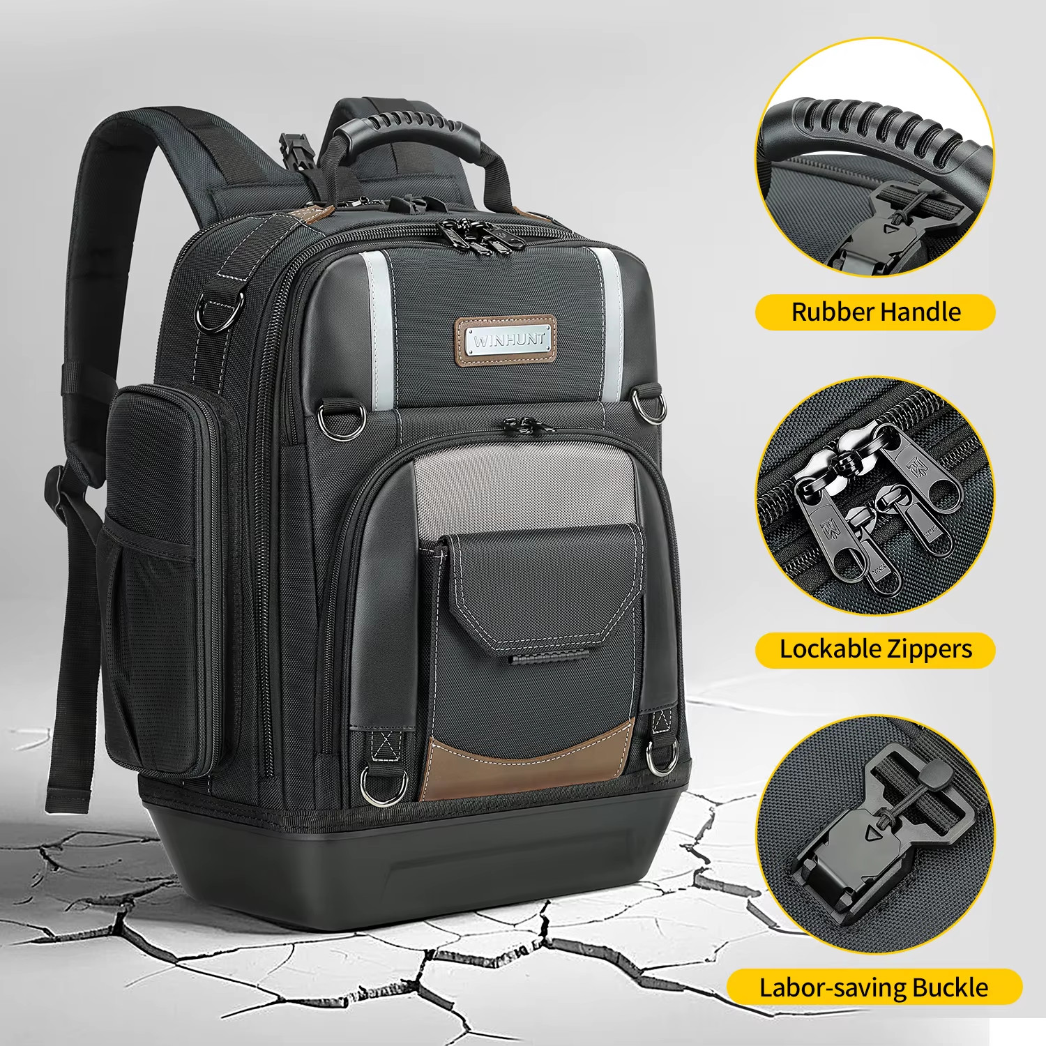 Heavy-Duty Professional Tool Backpack Waterproof 1680D Organizer Bag Laptop Fit