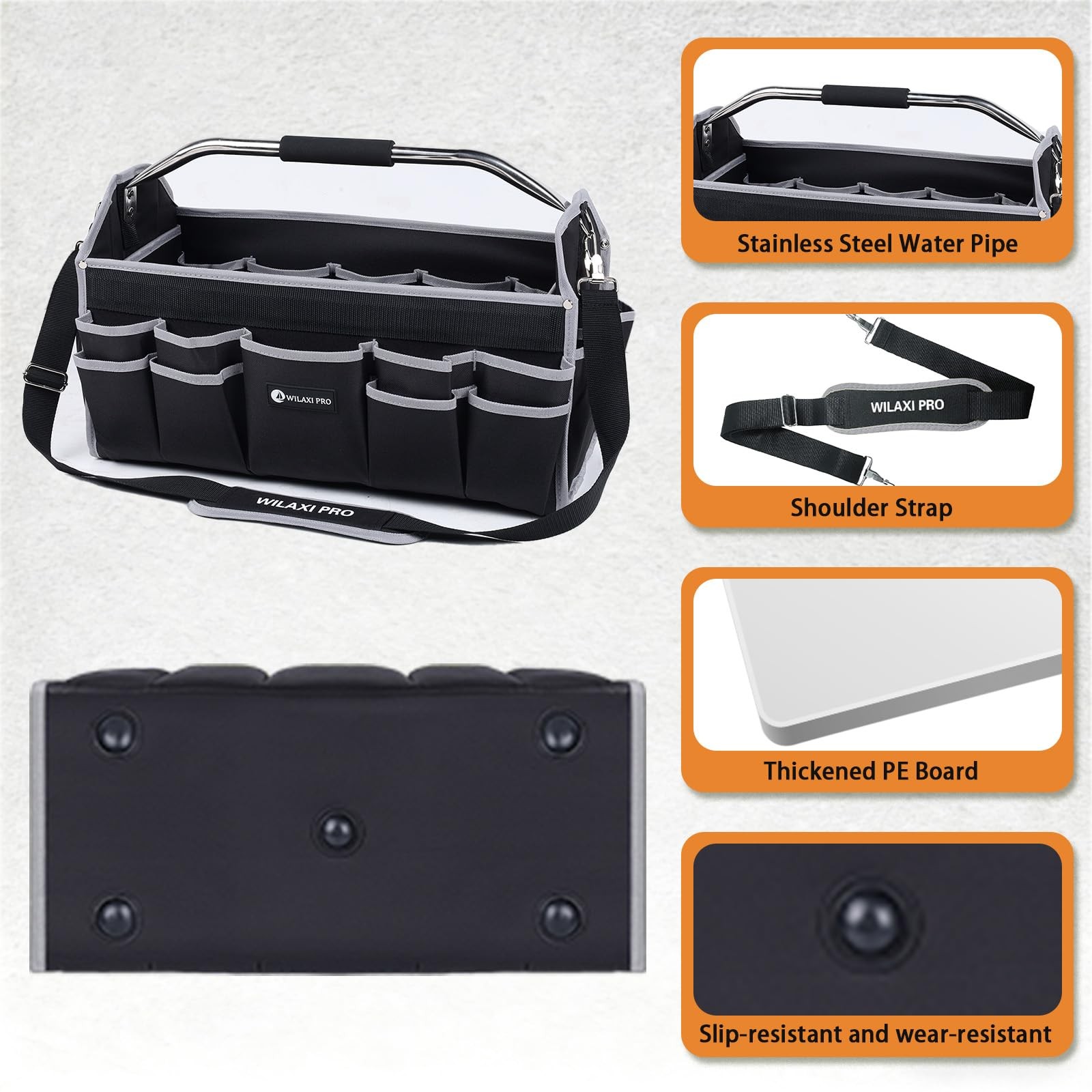 20in Tool Bags For Men Heavy Duty, 22 PCS Pockets Tool Bag Organizer Foldable…