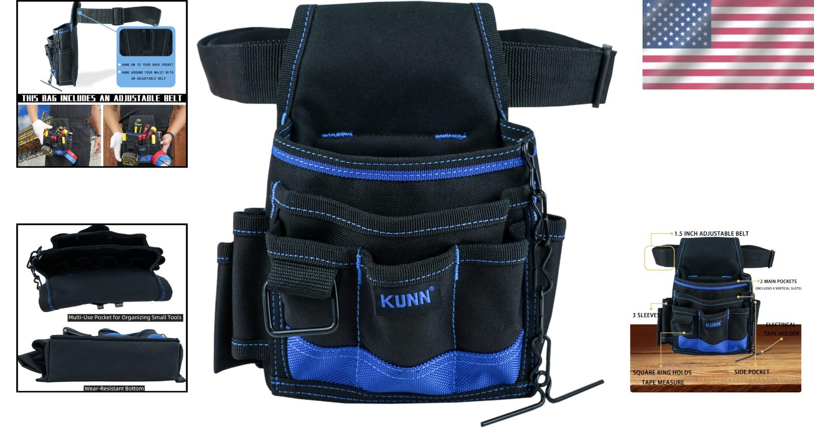 Durable Electrician Tool Belt Clip Pouch 13 Pockets