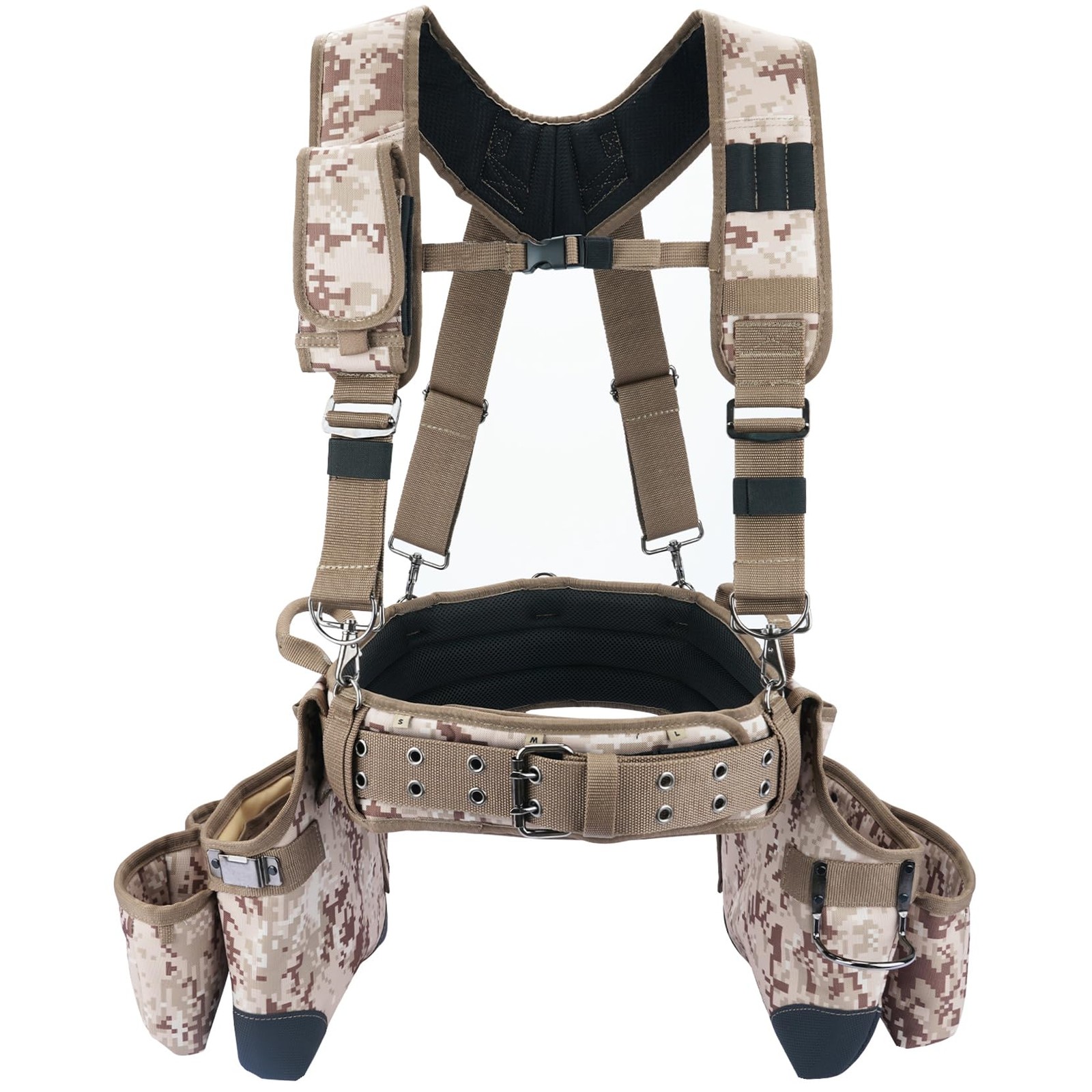 Tool Belt Camo With Suspenders Heavy Duty Carpenter TC02-Khaki Electric Pouch