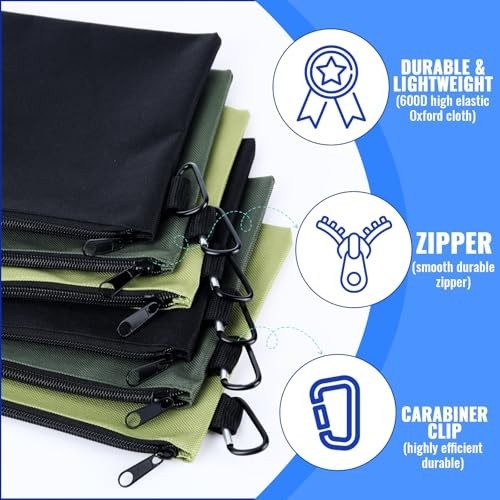 24 Pack Utility Tool Bag Zipper Pouch Set – 12.6″x7.09″ Multipurpose Storage & O