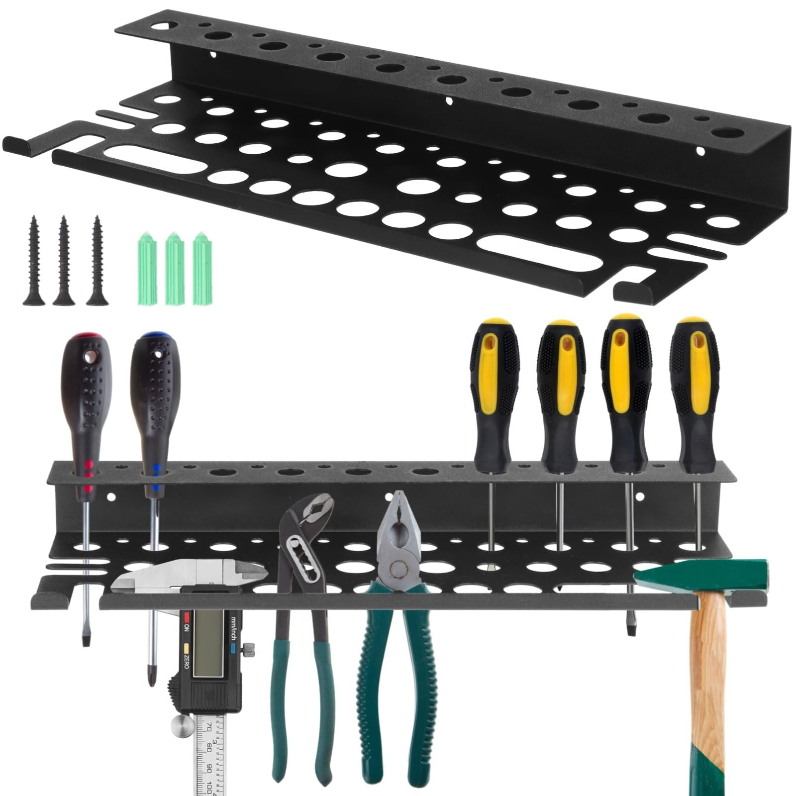 Wall Mounted Metal Screwdriver Organizer Manual Tool Holder Plier Storage