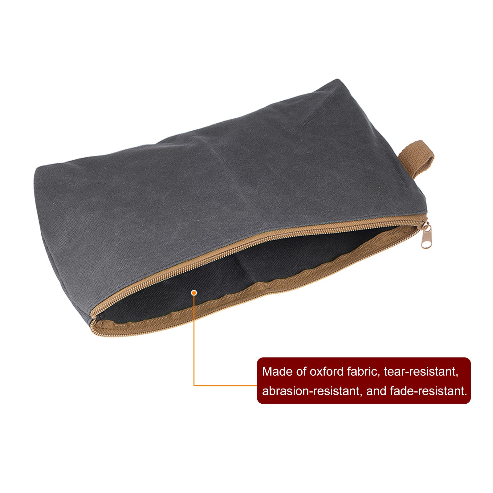Tool Pouch Bag 31cm x 6cm x 17cm Oxford Organizer with Zipper Grey
