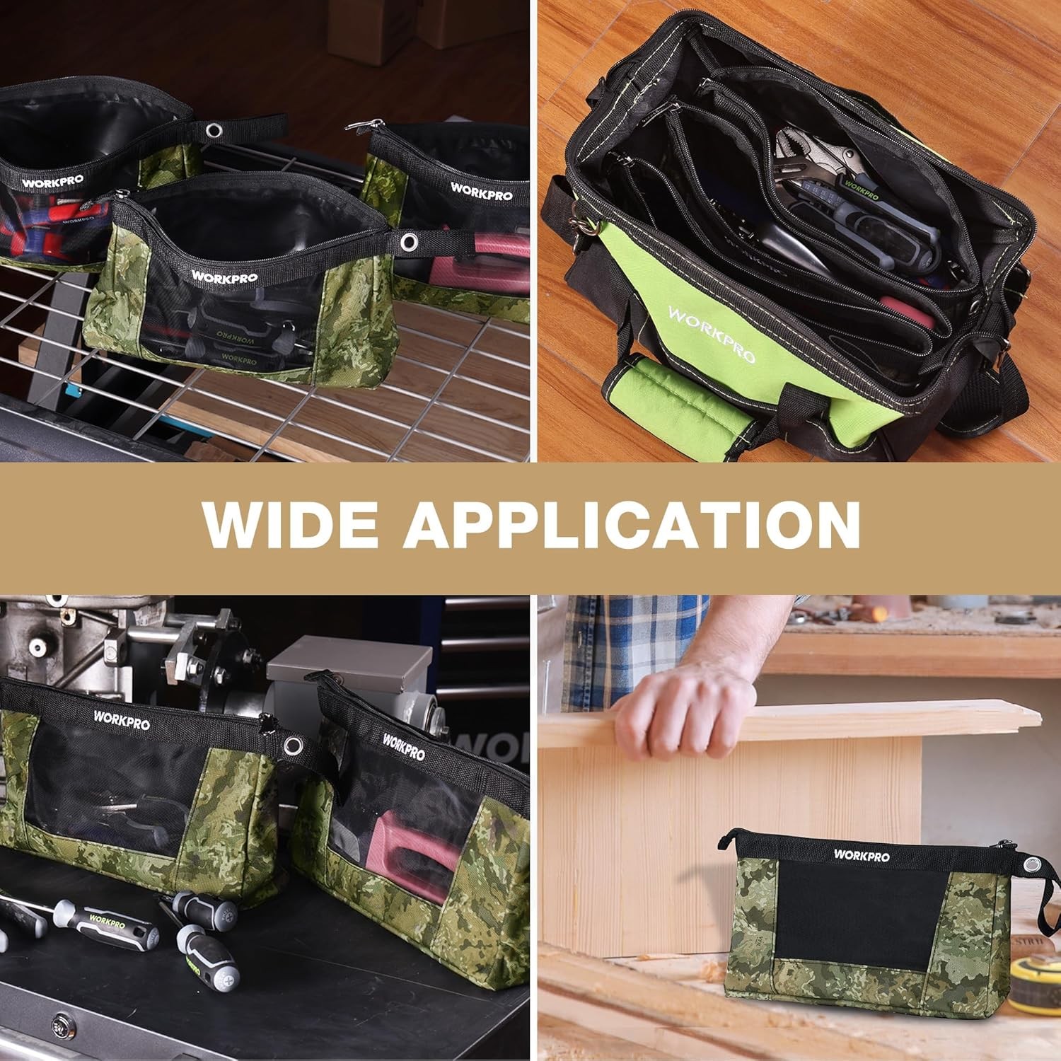 WORKPRO 3 Pcs 12″ Heavy-Duty Utility Tool Pouches Tool Bag Organizer with Zipper