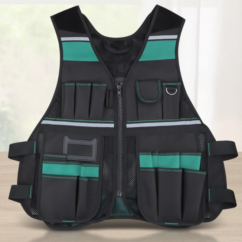 Sturdy Adjustable Workwear Vest For Men With 17 Pockets Ideal For Construction