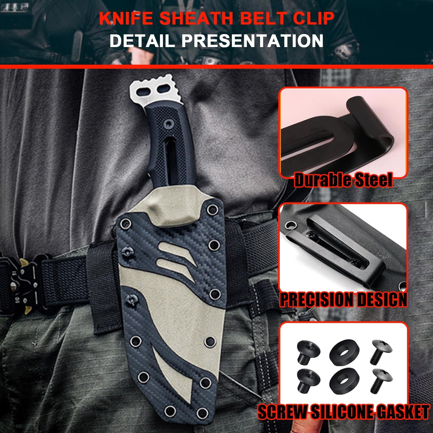 2 Pack Kydex Belt Clip Knife Belt Clip Tactical Belt Buckle Professional Meta…