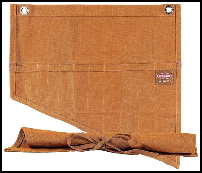 BucketBoss 70003 Tool and Wrench Set Roll with 11 Pockets in Brown