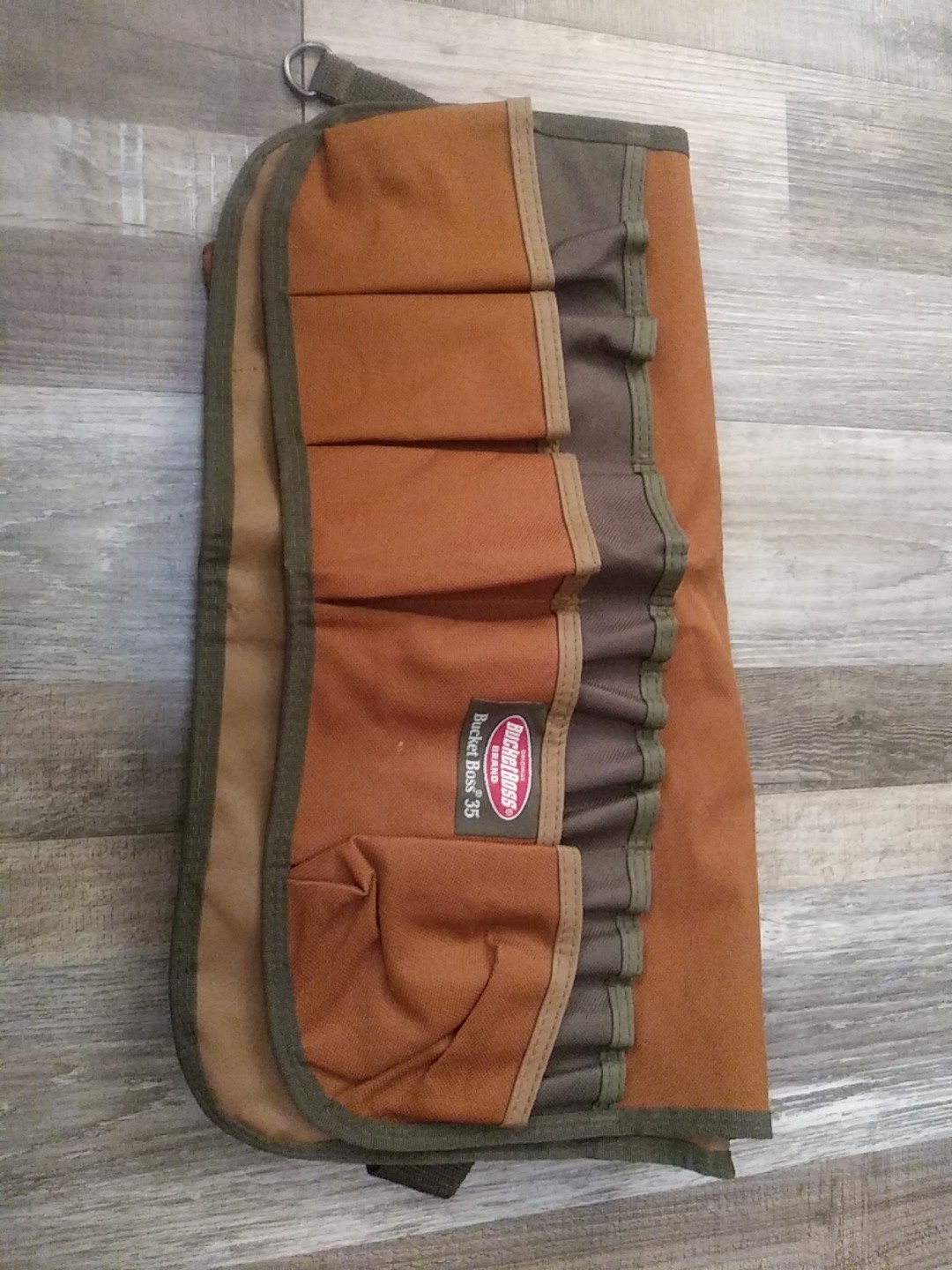 BucketBoss 35 Brown Tool Belt Organizer with Multiple Compartments