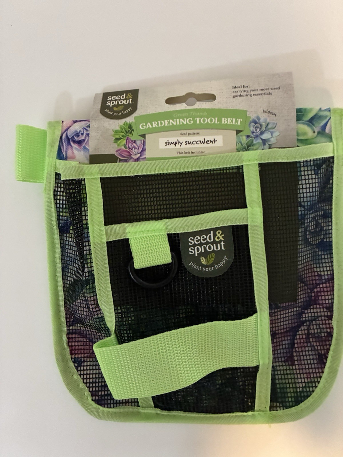 Seed & Sprout Gardening Adj Tool Belt, Durable Mesh, Pockets , Util. Conn NEW