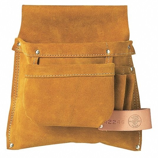 KLEIN TOOLS Tool Pouch For 3 in Belt Wd – Max, 4 Pockets, Brown 36L259
