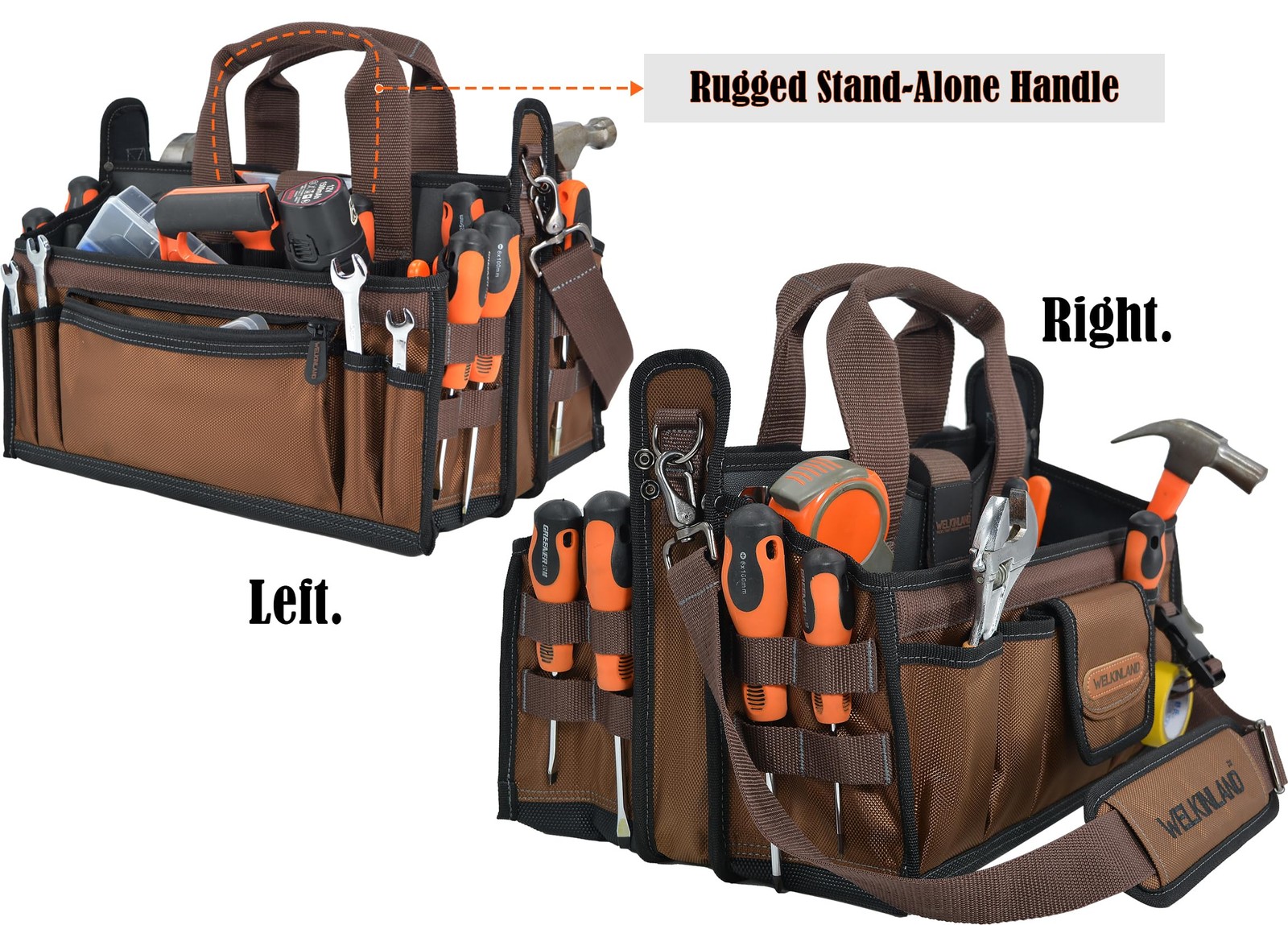 WELKINLAND 20-Pockets Tool Tote Bag, 16″ Electrician Tool Bag, Open-Top Tool …