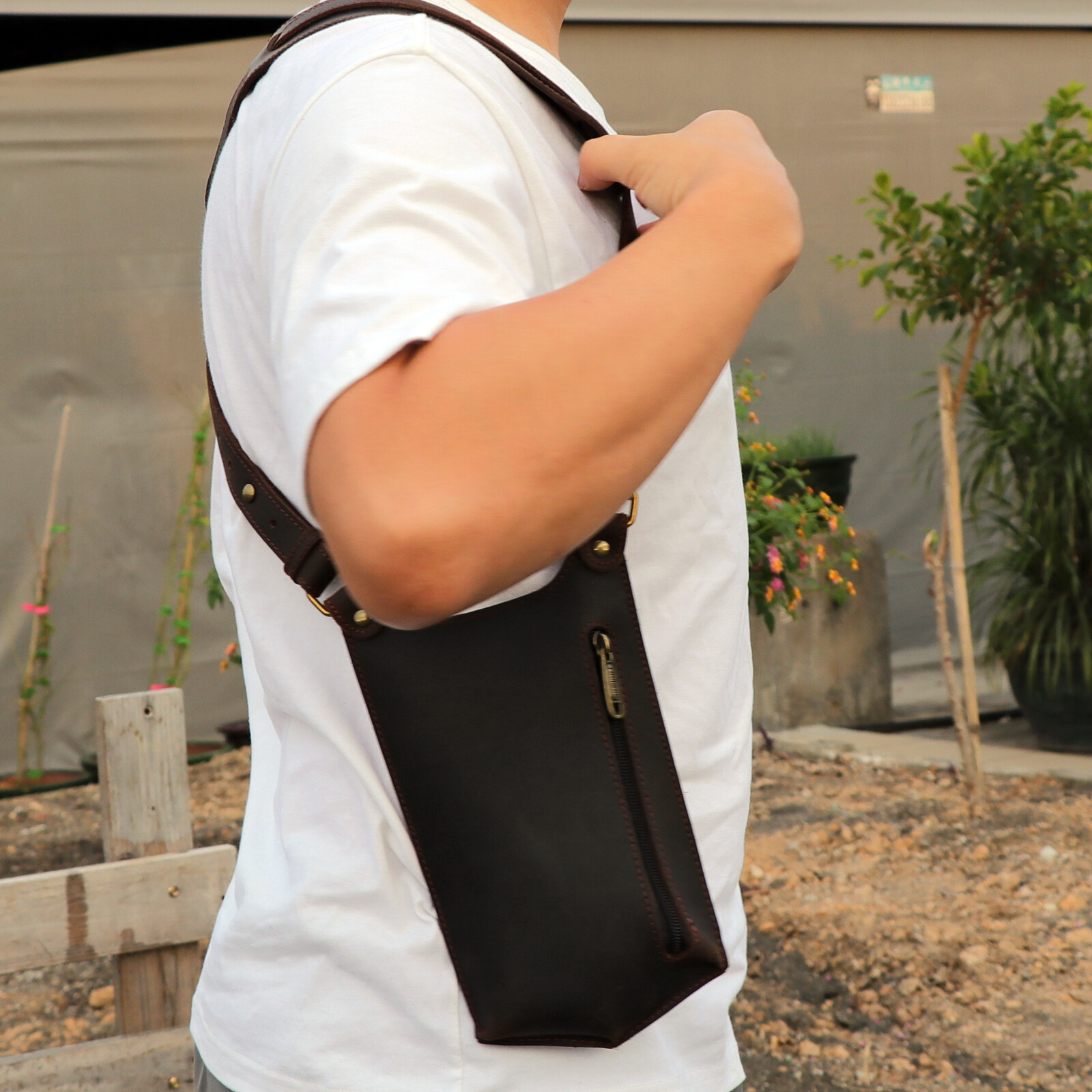 TOURBON Leather Concealed Double Underarm Shoulder Holster Bag Phone Case Wallet