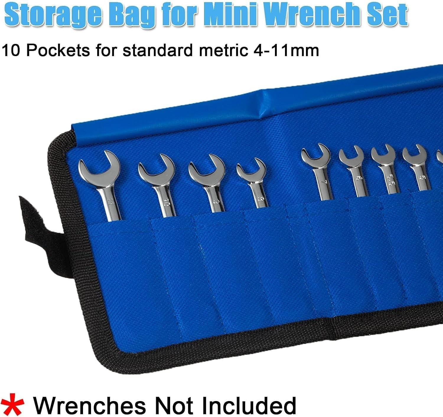 Durable Canvas Tool Organizer Bag with Protective Flap for Wrenches, Blue
