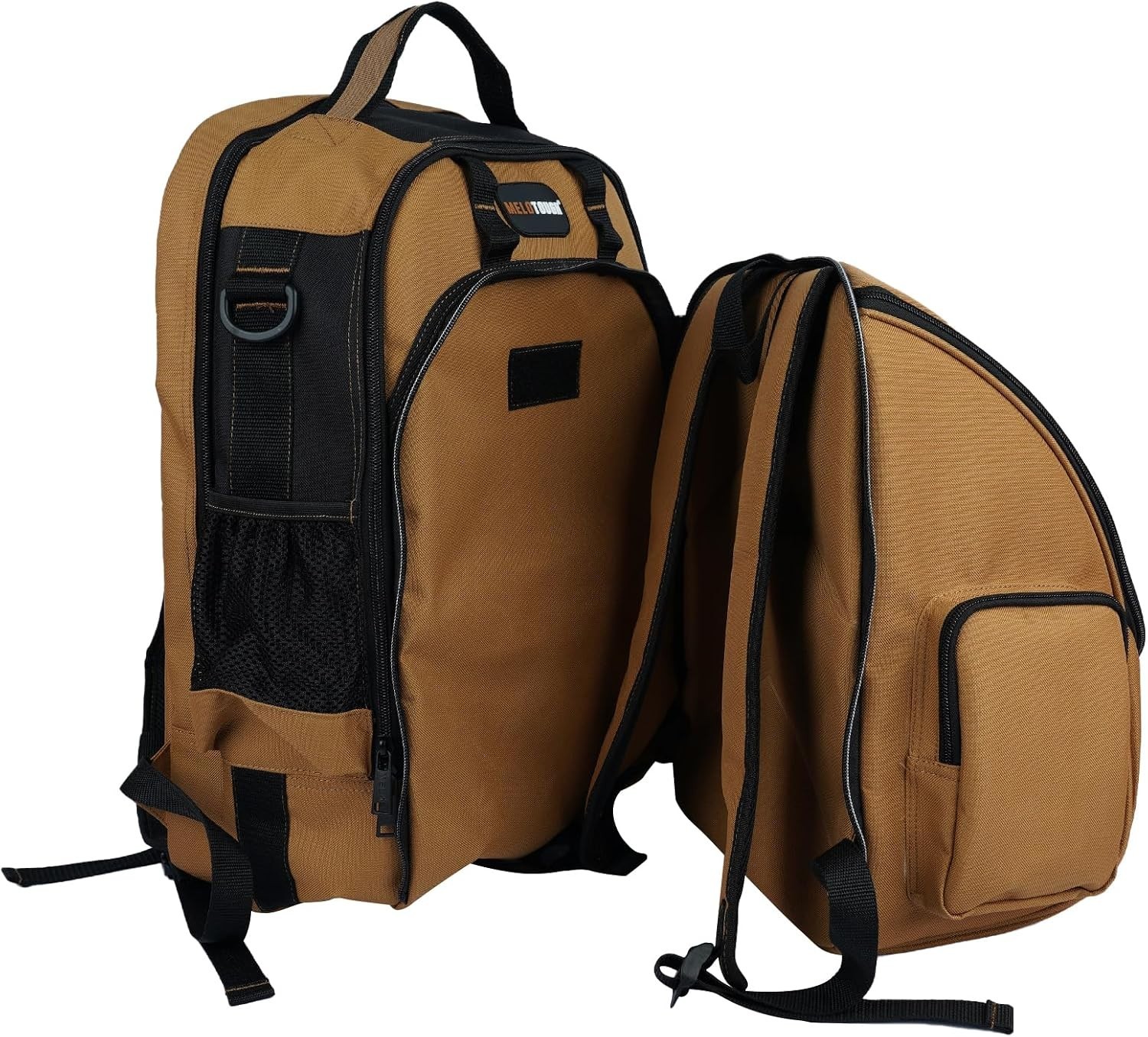 Military-Grade Welding Tool Backpack with Large Capacity Helmet Bag in Brown