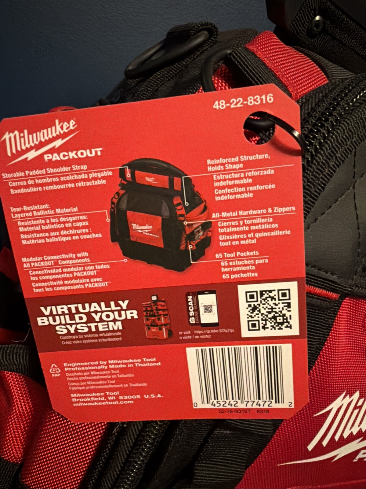 NEW UNUSED Milwaukee Tool 48-22-8316 Packout 15″ Structured Tool Bag FREE SHIP