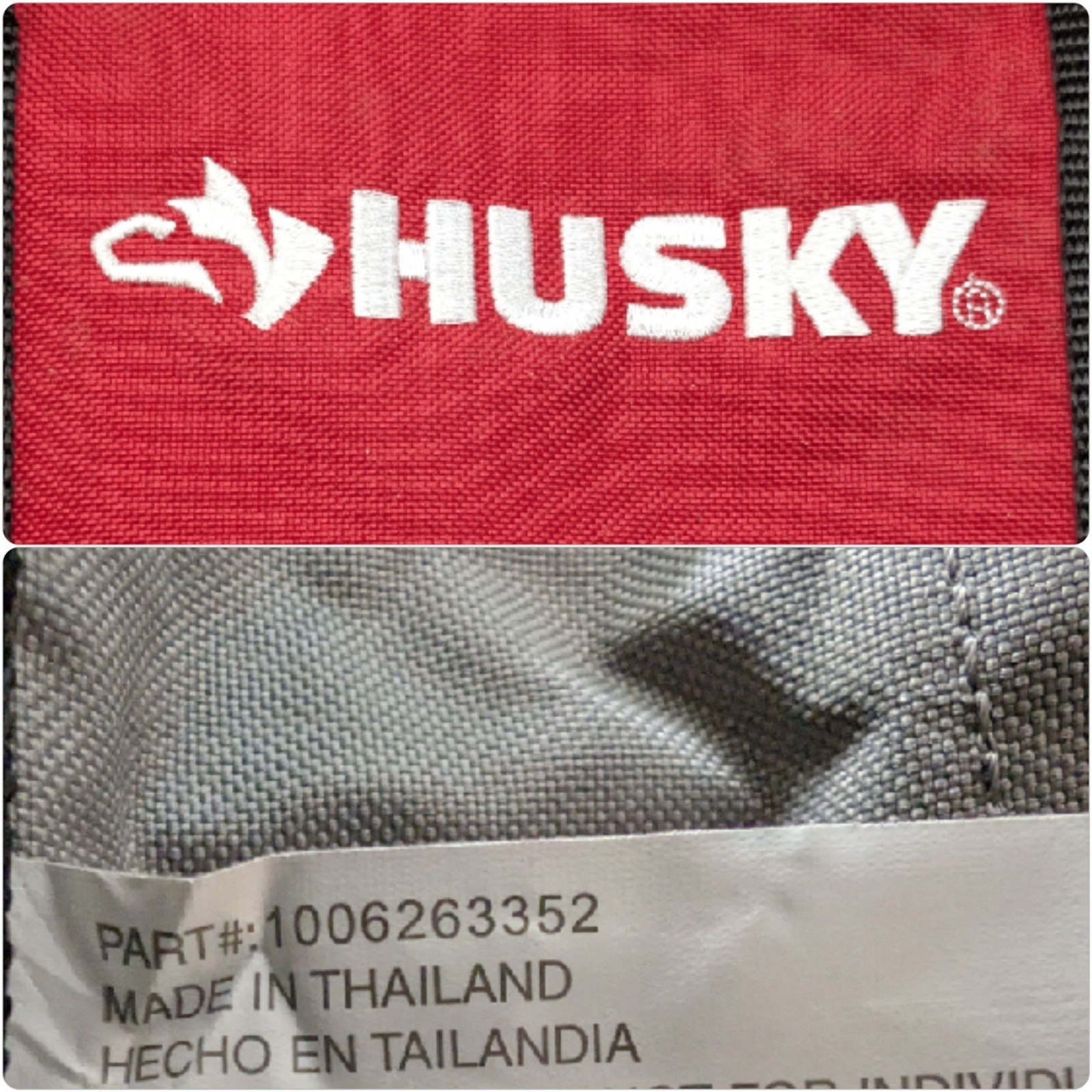 Husky Zippered Tool Bag Red Black 15 in Wide Mouth Canvas 5 Outer Pockets