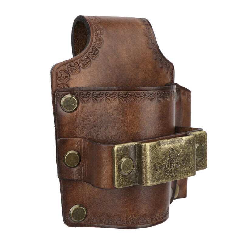 TOURBON Leather 3-in-1 Pocket Tool Belt Pouch Hammer Sheath Tape Measure Holder