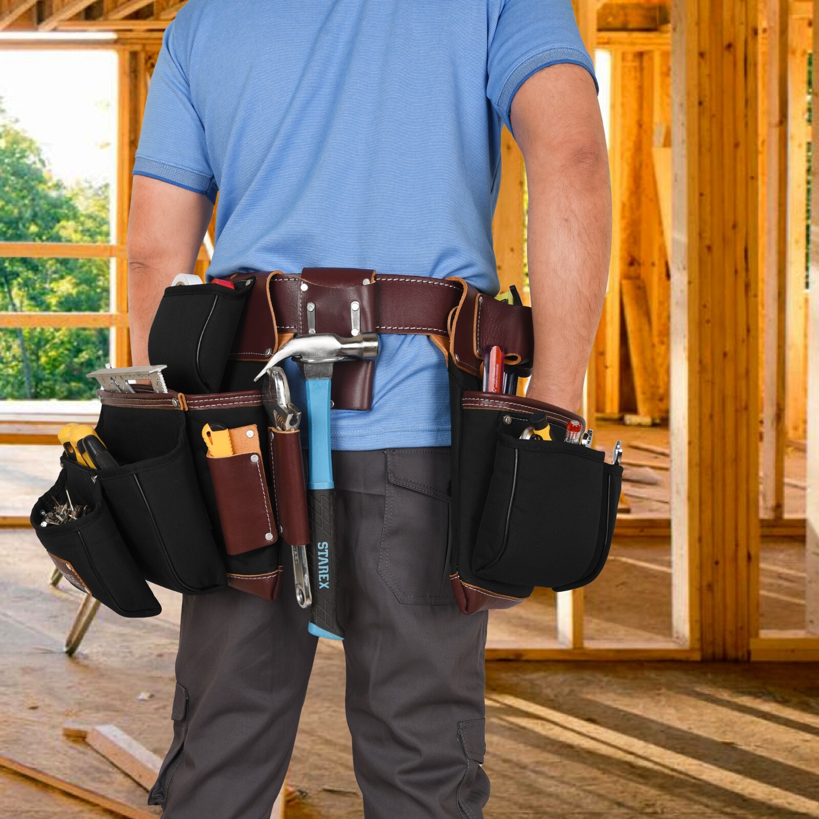 TRUTUCH Nylon and Leather Tool Belt | Framing Tool Bags | Nylon Tool Pouch