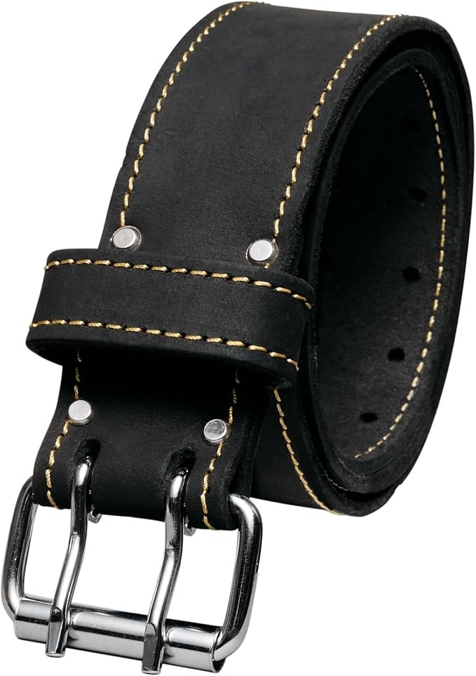 Leather Tool Belt 2 Inch Wide Top Grain Heavy Duty Double Prong Buckle