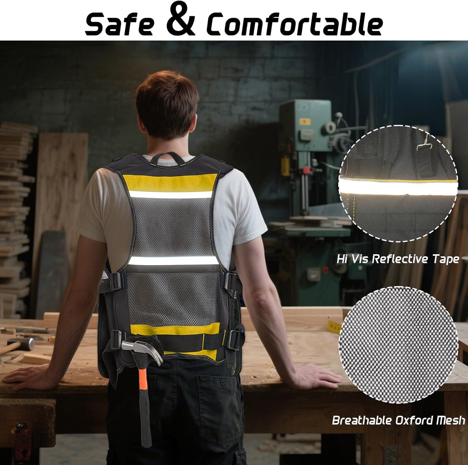 Electrician Tool Vest with Thick Sponge Support – Lightweight & Comfortable Fit