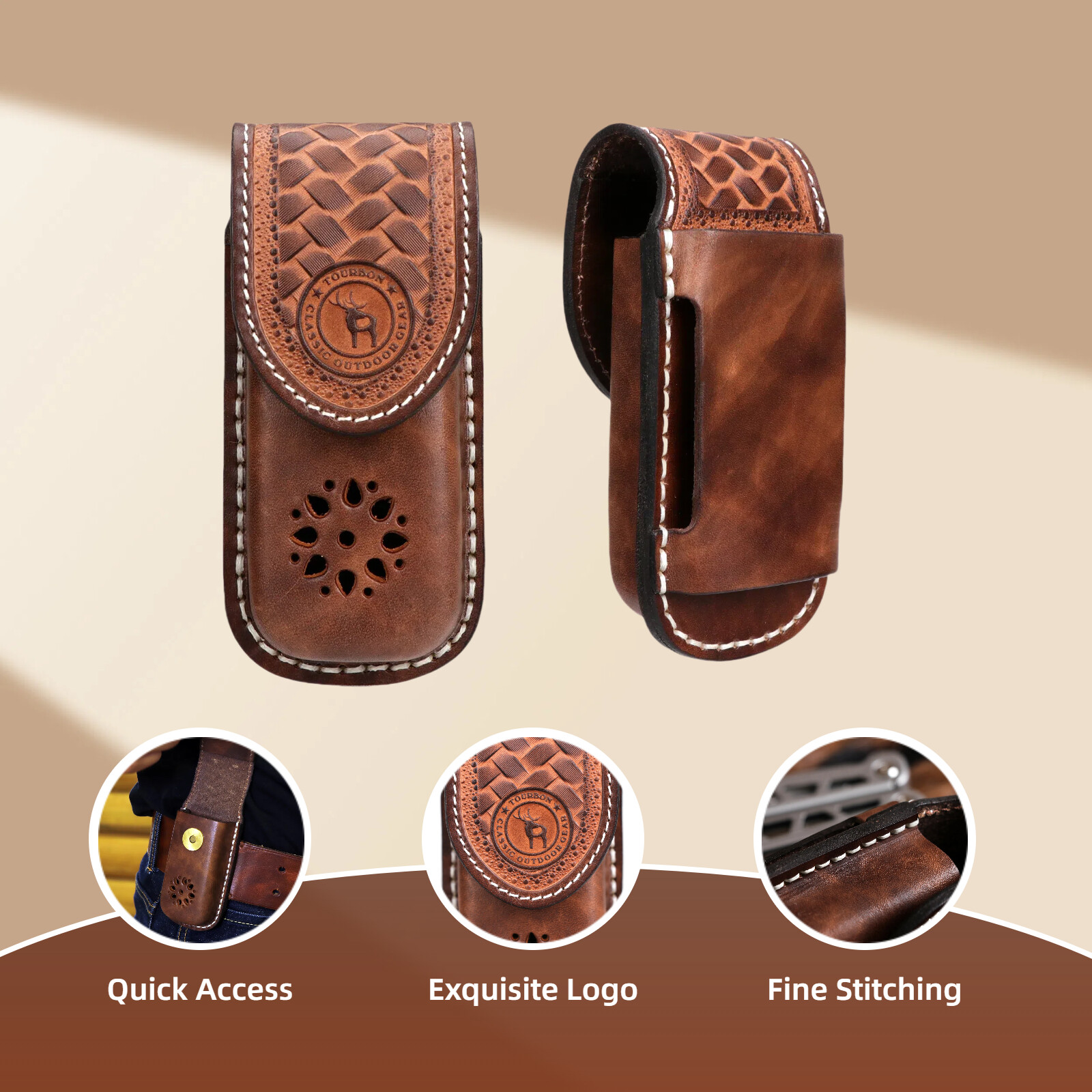 Tourbon Pocket Knife Carry Sheath Knives Storage Belt Case EDC