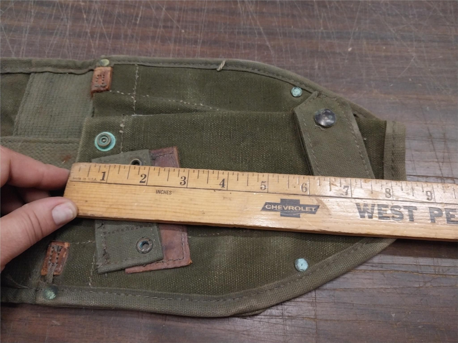 VTG US M1956 Canvas Leather Entrenching Tool Cover Shovel Carrier Military Army