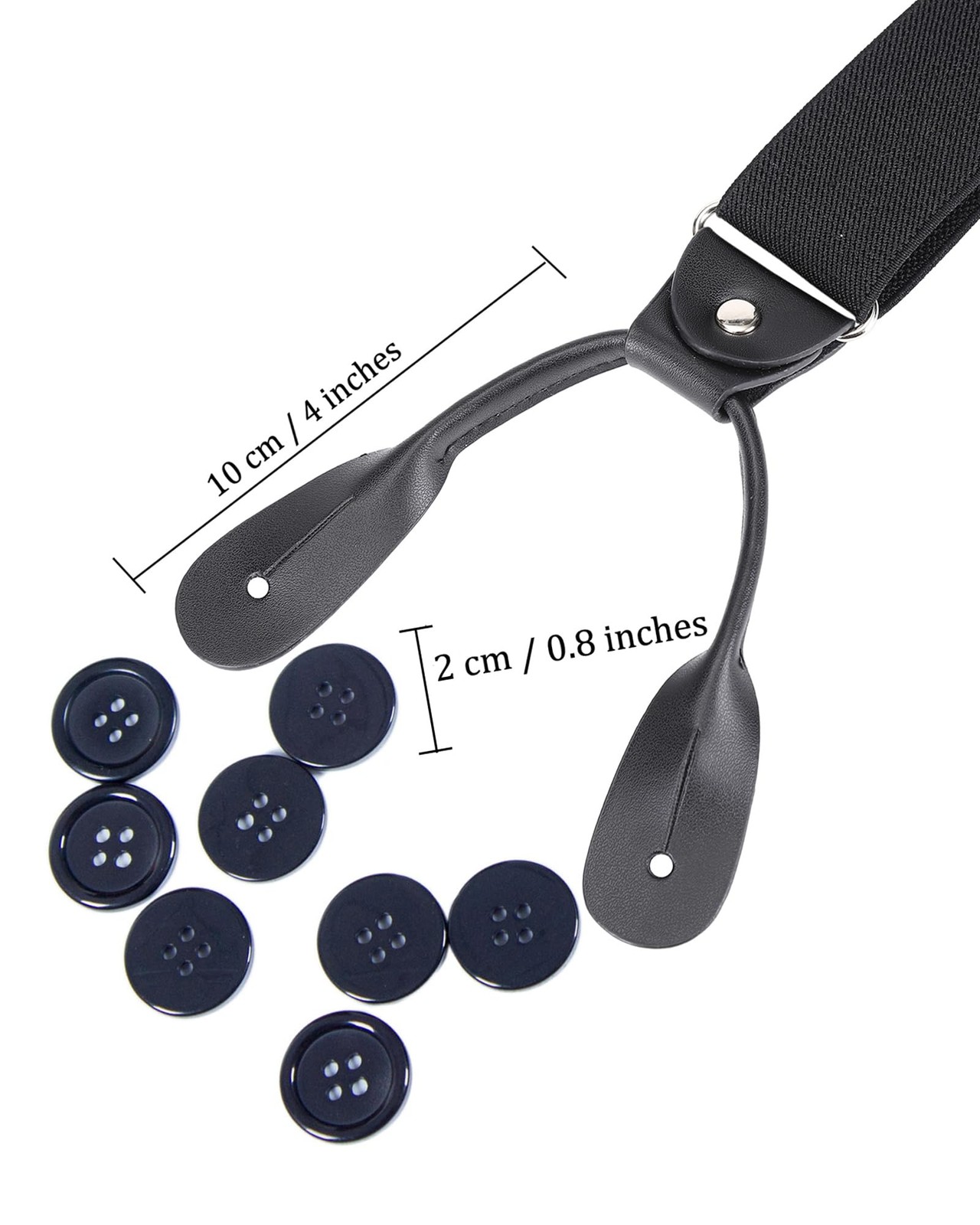 Kajeer Mens Adjustable Button End Suspenders – Y-Back Elastic One Size, Black