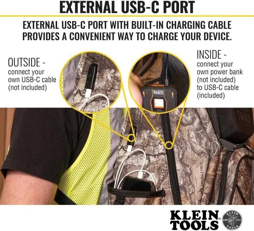 Klein Tools 62800BPCAMO Backpack Tool Bag Tradesman Pro Extra-Large 40-Pocket