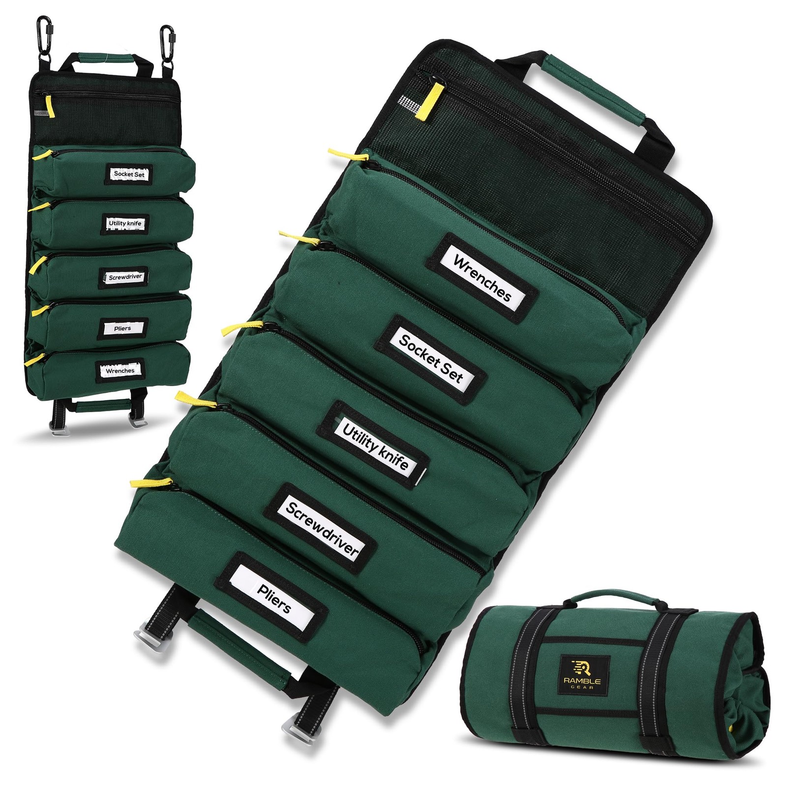 Ramble Gear Roll Up Tool Bag 10 inches x 2 x 20 inches, Green