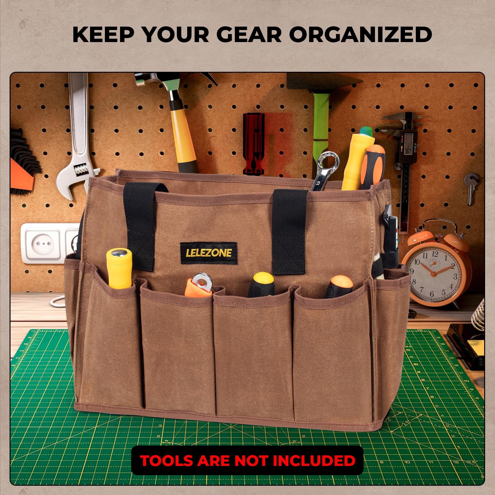 Tool Bag 16 oz. Waxed Canvas Tool Bag Large Capacity Tool Storage Tote comes …
