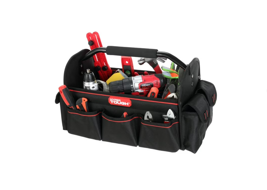Hyper Tough 16-inch Open Top Tote with Soft Grip Handle