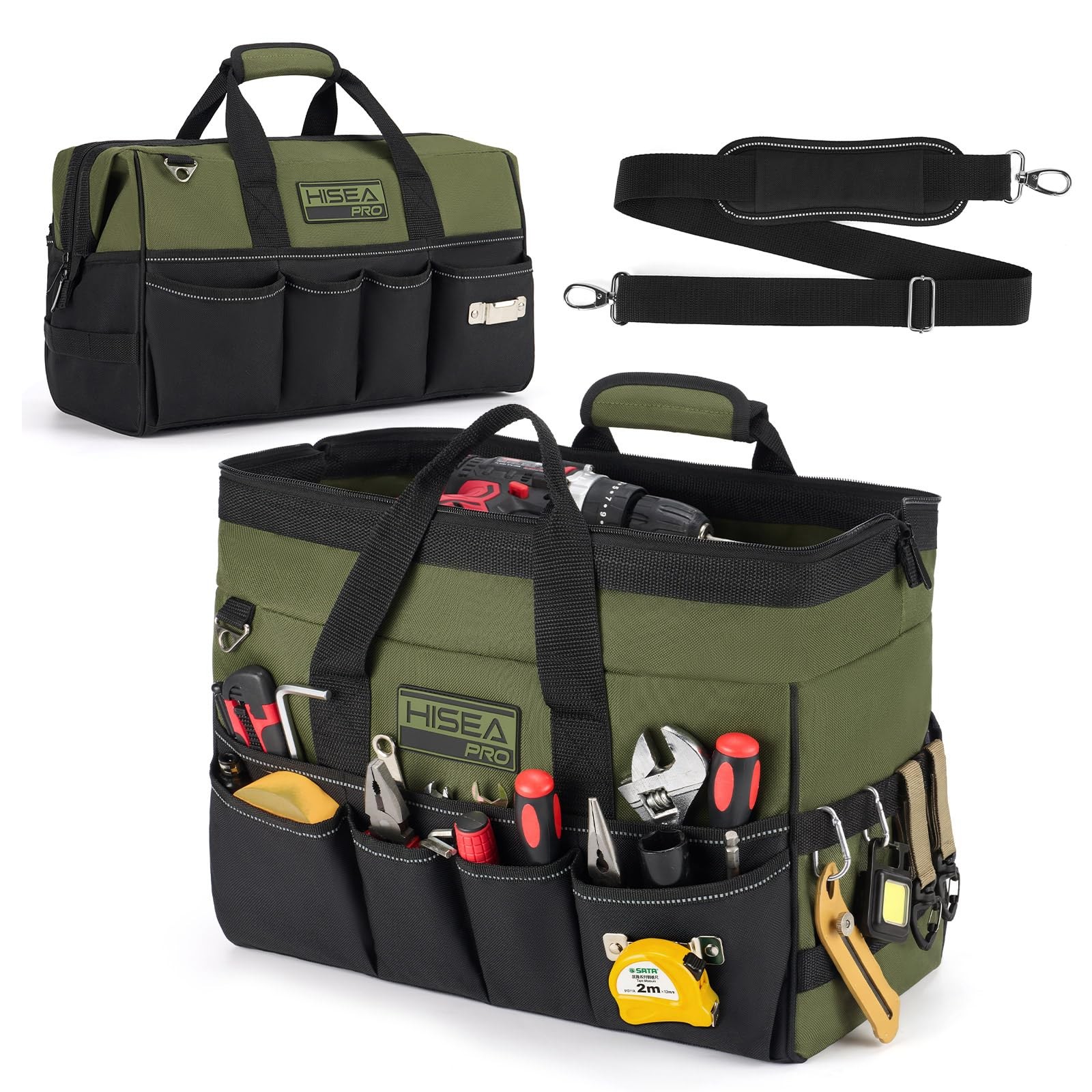 16 Inch Tool Bag 20 Pockets Heavy Duty Waterproof Organizer Wide Mouth Storage f